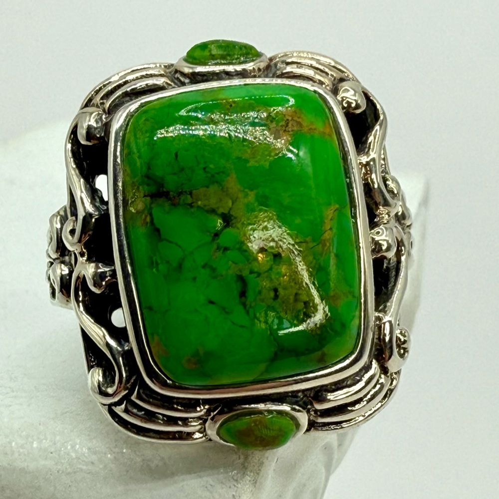 Sterling Silver Green Turquoise Statement Ring